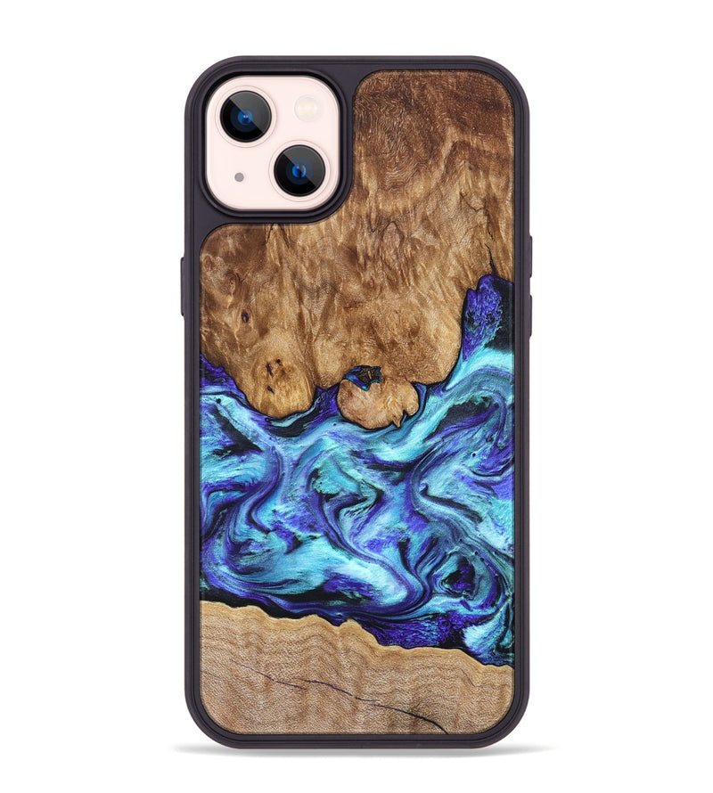 iPhone 14 Plus Wood Phone Case - Mariel (Blue, 822827)