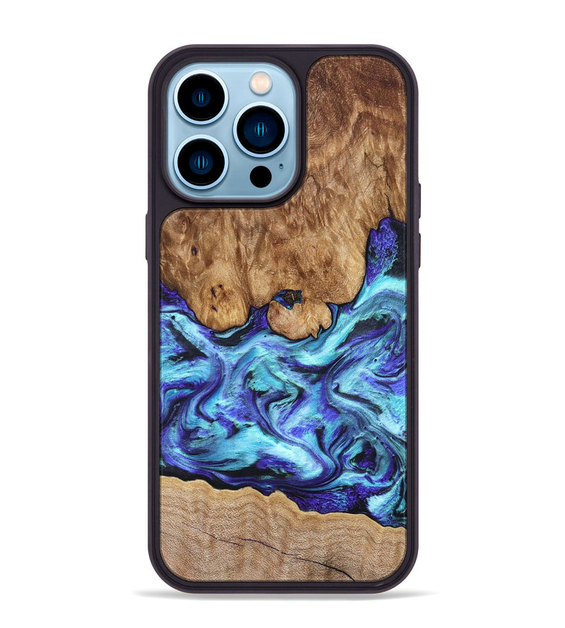 iPhone 14 Pro Max Wood Phone Case - Mariel (Blue, 822827)