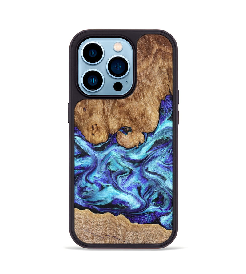 iPhone 14 Pro Wood Phone Case - Mariel (Blue, 822827)