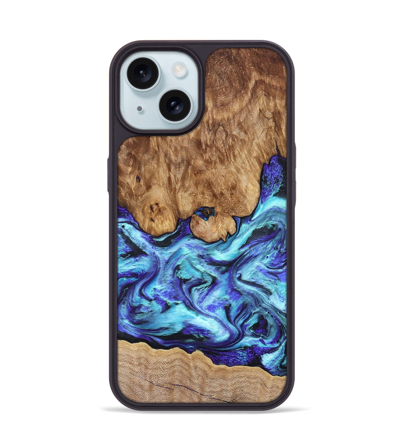 iPhone 15 Wood Phone Case - Mariel (Blue, 822827)