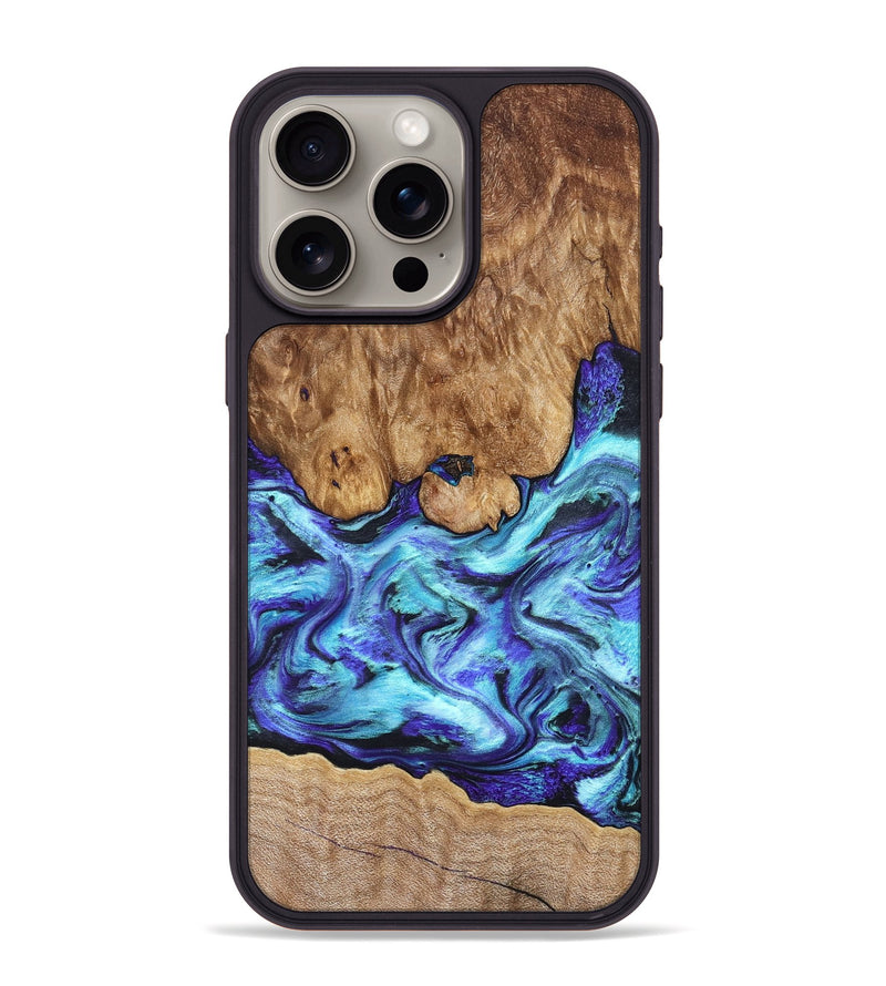 iPhone 15 Pro Max Wood Phone Case - Mariel (Blue, 822827)