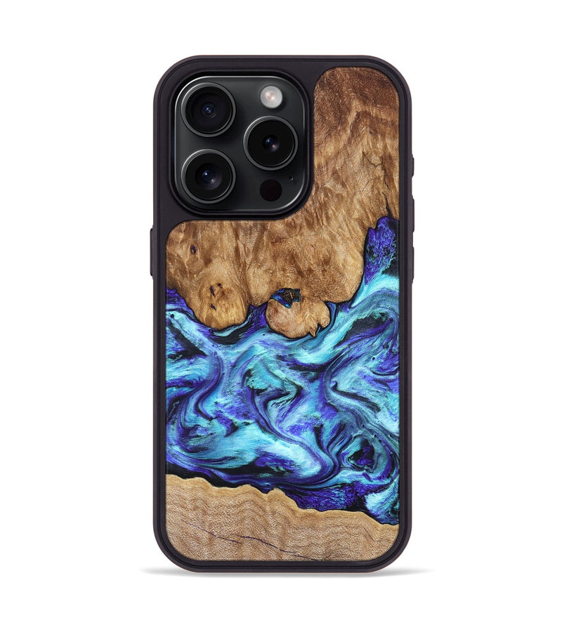 iPhone 15 Pro Wood Phone Case - Mariel (Blue, 822827)