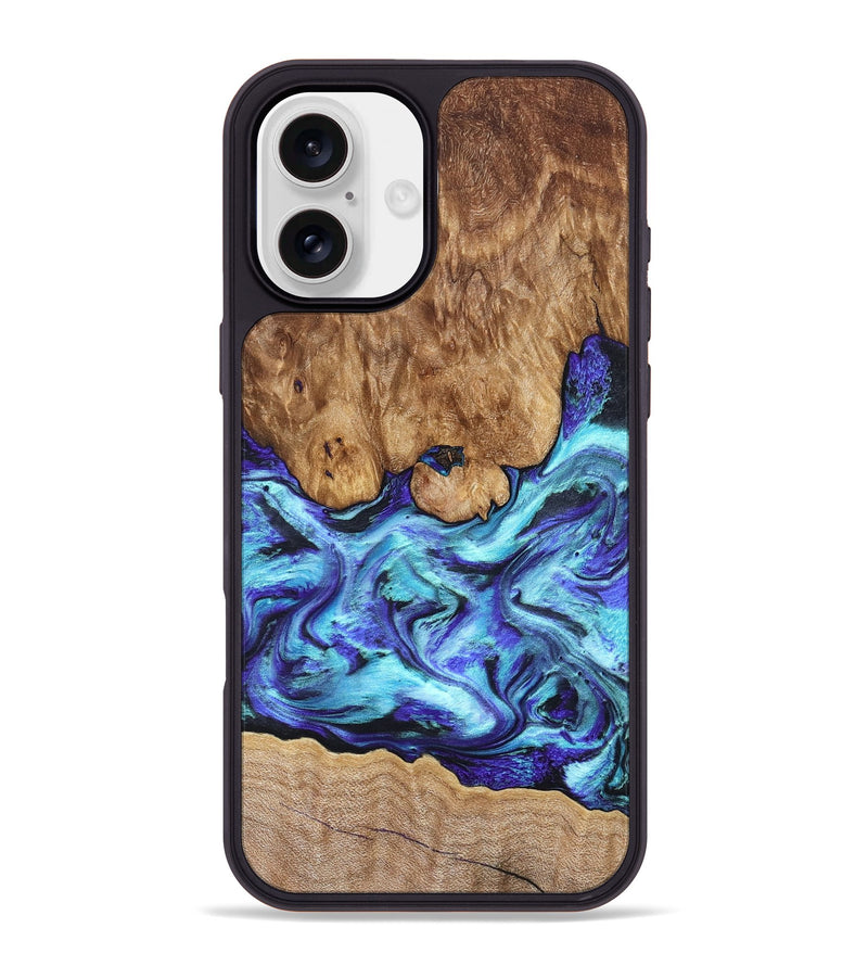 iPhone 16 Plus Wood Phone Case - Mariel (Blue, 822827)