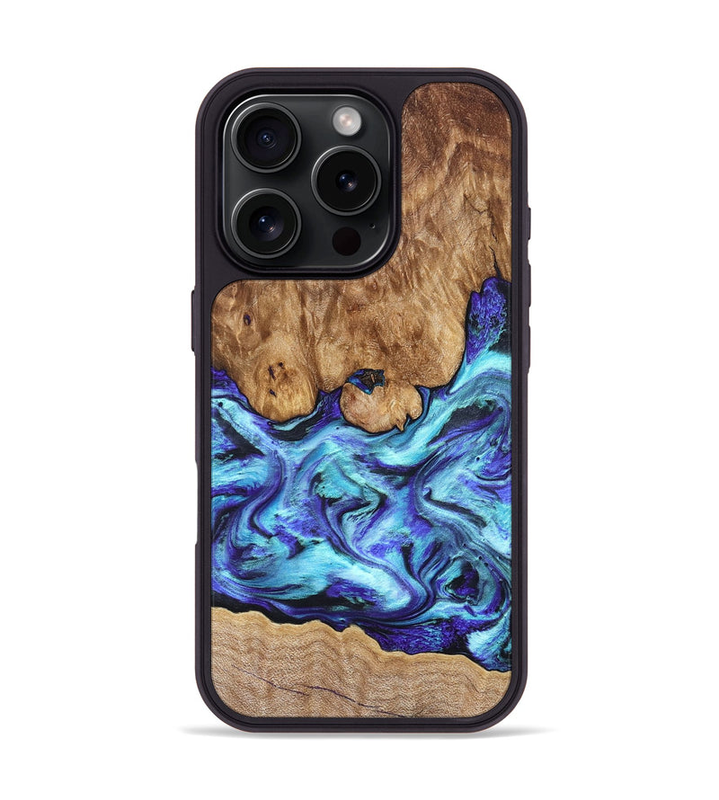 iPhone 16 Pro Wood Phone Case - Mariel (Blue, 822827)