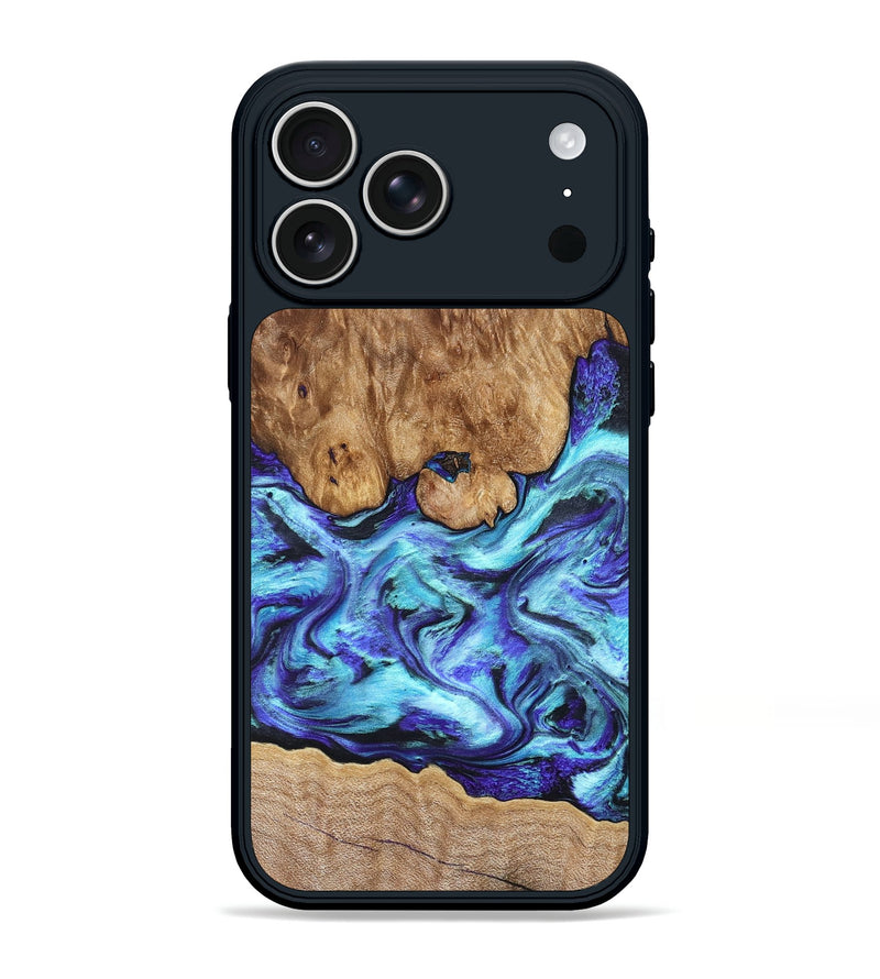 iPhone 17 Pro Max Wood Phone Case - Mariel (Blue, 822827)