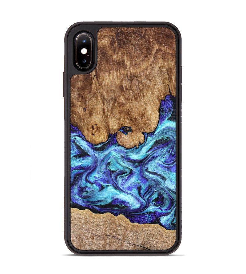 iPhone Xs Max Wood Phone Case - Mariel (Blue, 822827)