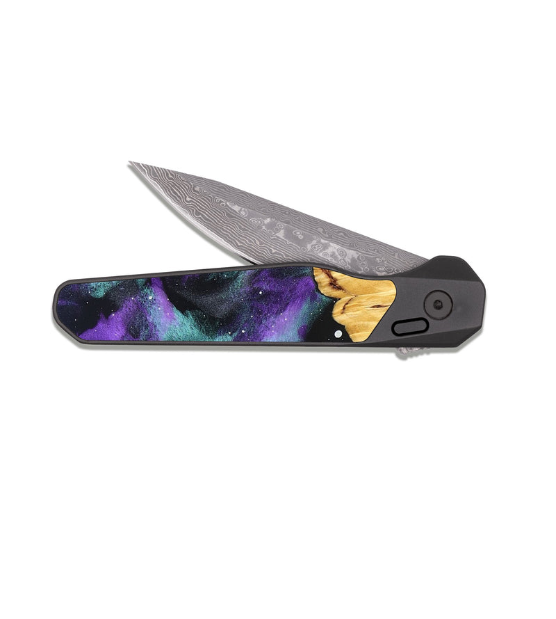 EDC Dark Damascus Wood Pocket Knife - Fisher (Cosmos, 822837)