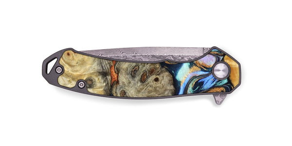 EDC Wood Pocket Knife - Amiya (Teal & Gold, 822852)
