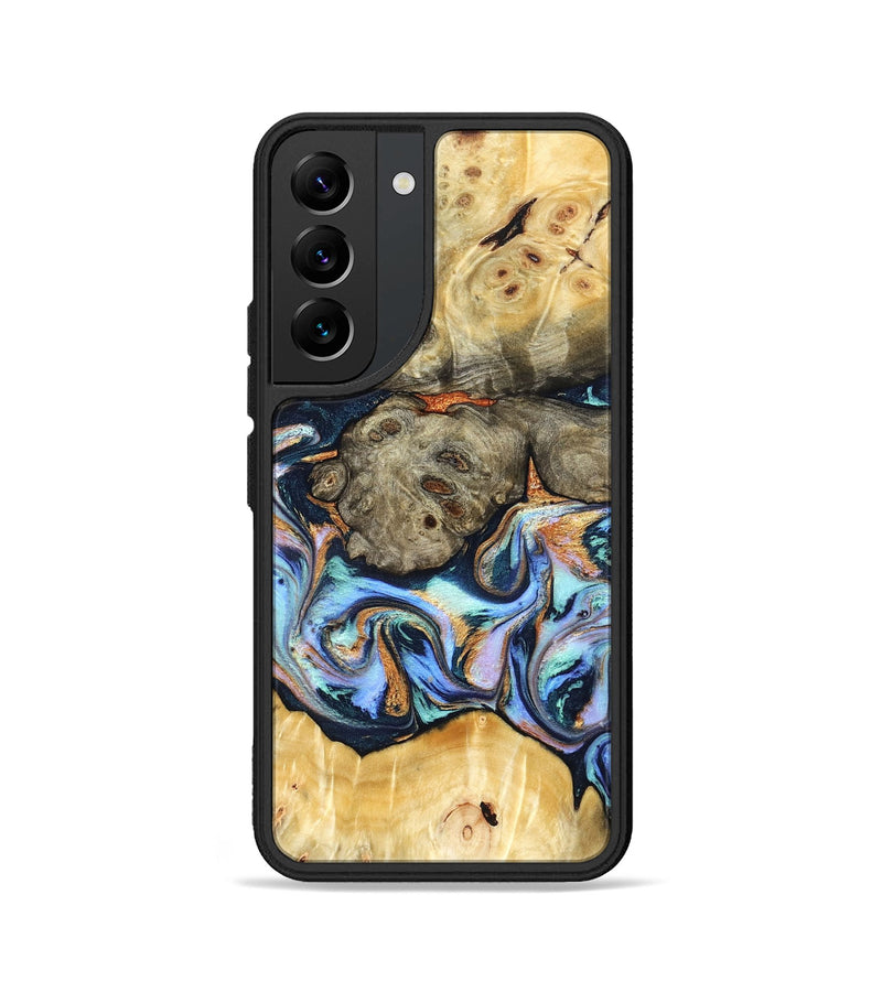 Galaxy S22 Wood Phone Case - Amiya (Teal & Gold, 822852)
