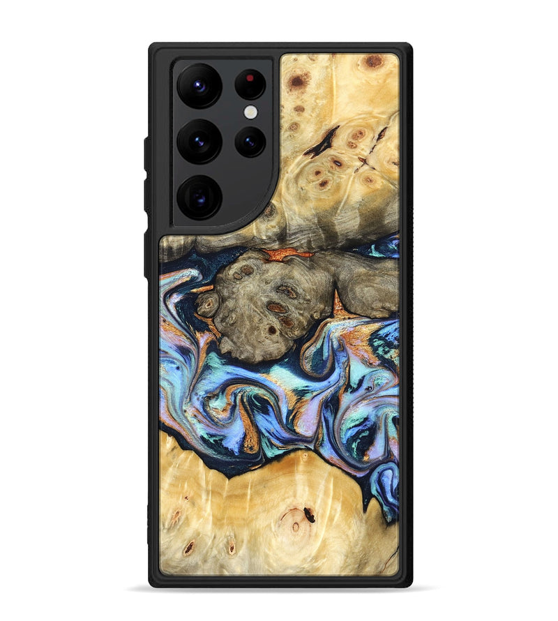Galaxy S22 Ultra Wood Phone Case - Amiya (Teal & Gold, 822852)