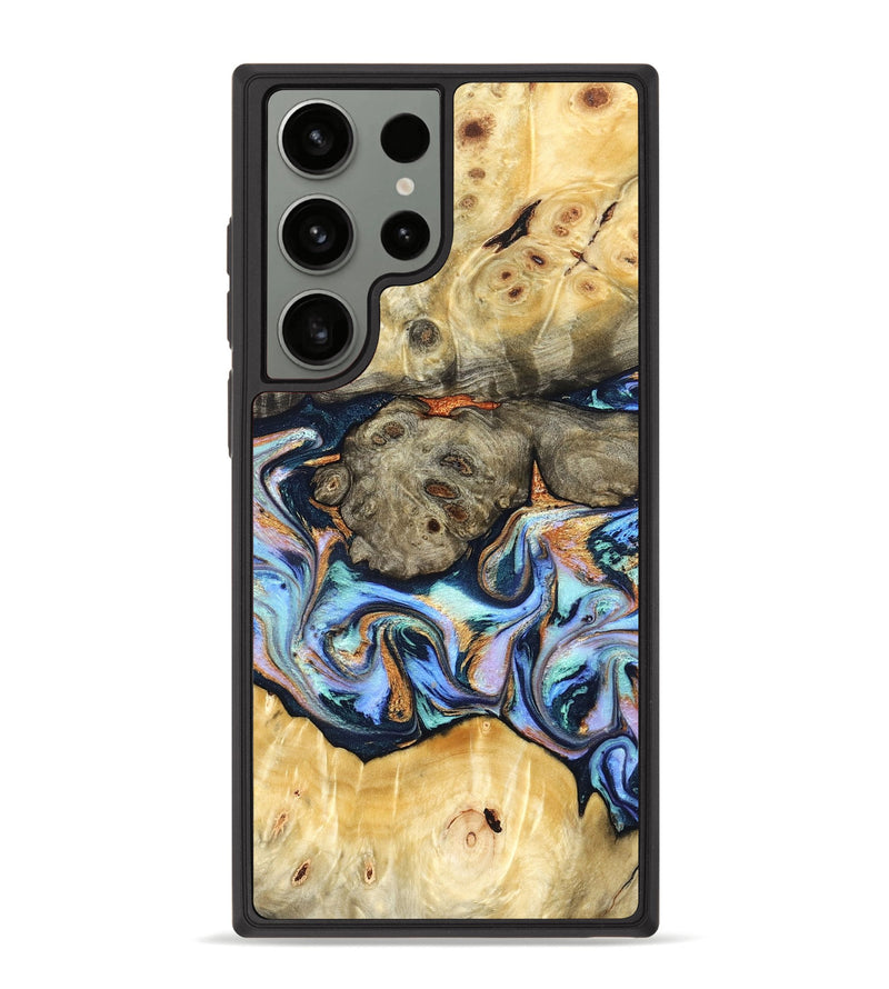 Galaxy S23 Ultra Wood Phone Case - Amiya (Teal & Gold, 822852)