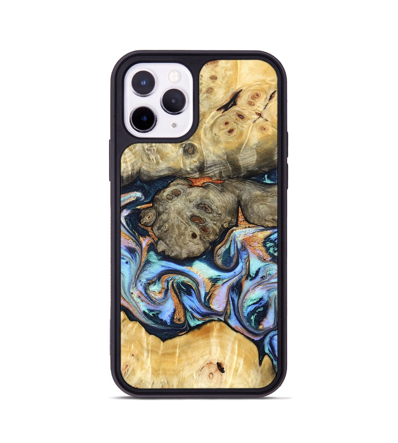 iPhone 11 Pro Wood Phone Case - Amiya (Teal & Gold, 822852)