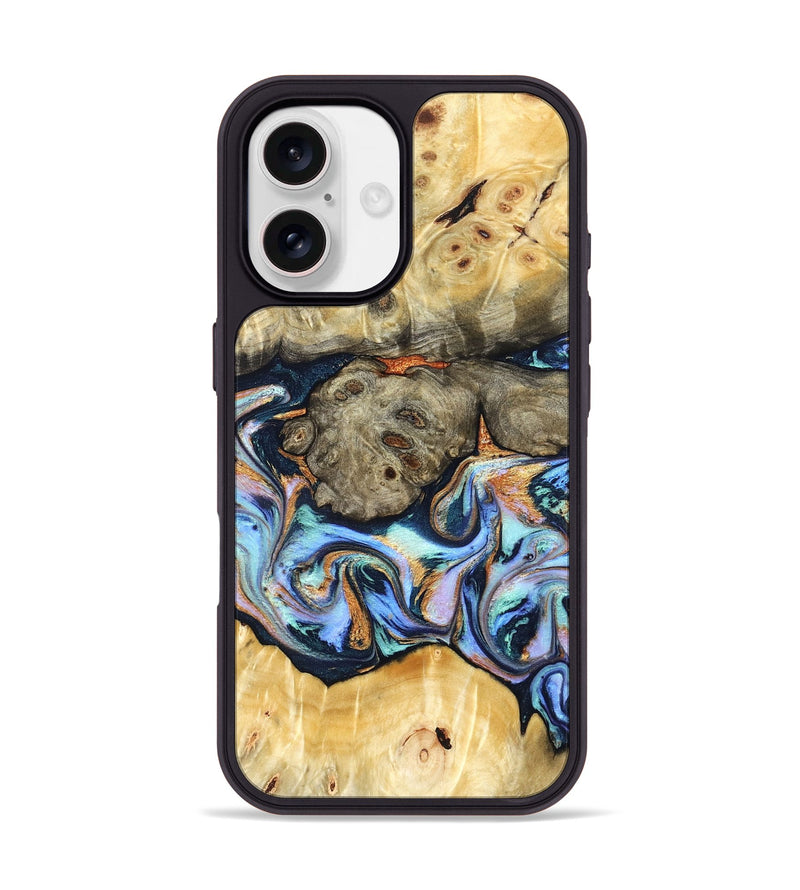 iPhone 17 Wood Phone Case - Amiya (Teal & Gold, 822852)