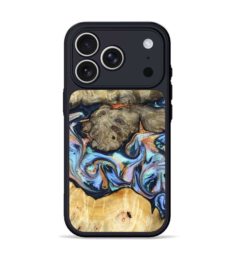 iPhone 17 Pro Wood Phone Case - Amiya (Teal & Gold, 822852)