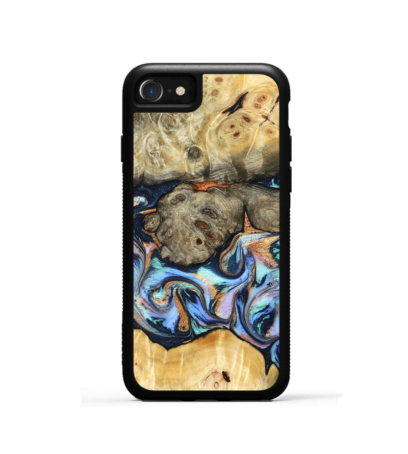 iPhone SE Wood Phone Case - Amiya (Teal & Gold, 822852)