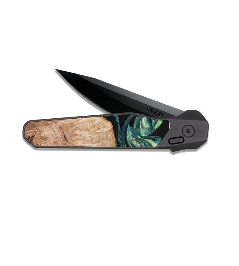 EDC Dark Slate Wood Pocket Knife - Jasen (Green, 822854)