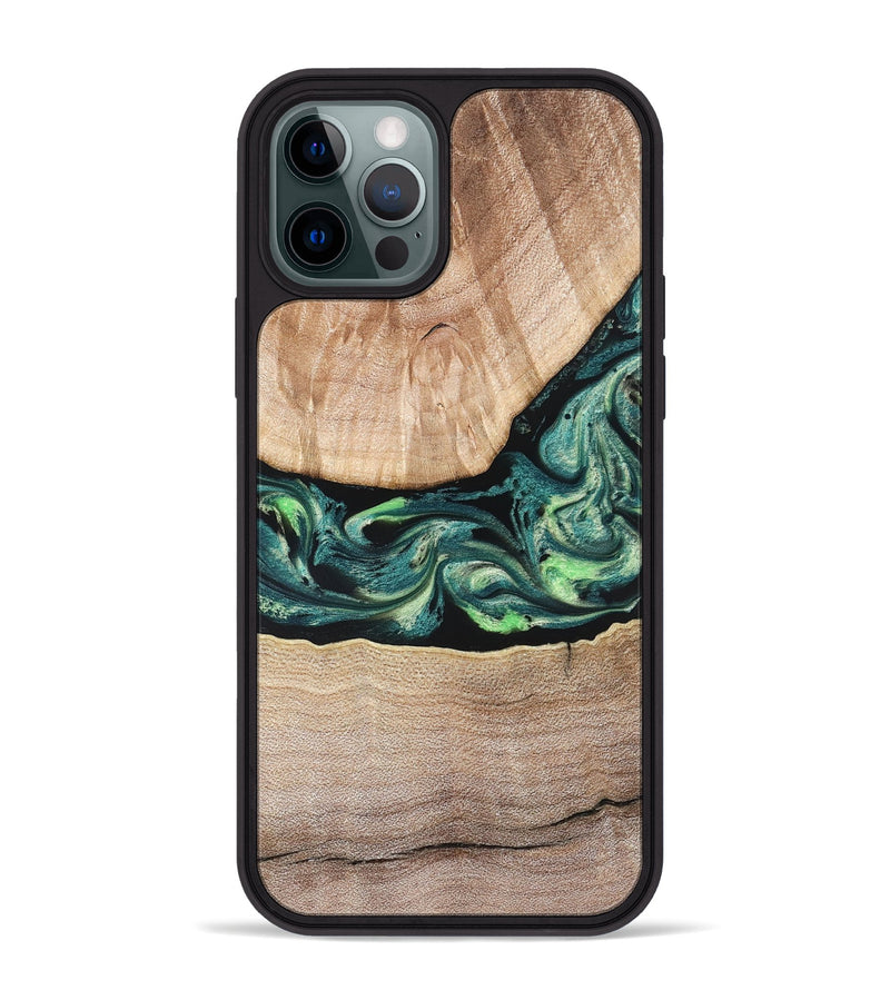 iPhone 12 Pro Max Wood Phone Case - Jasen (Green, 822854)