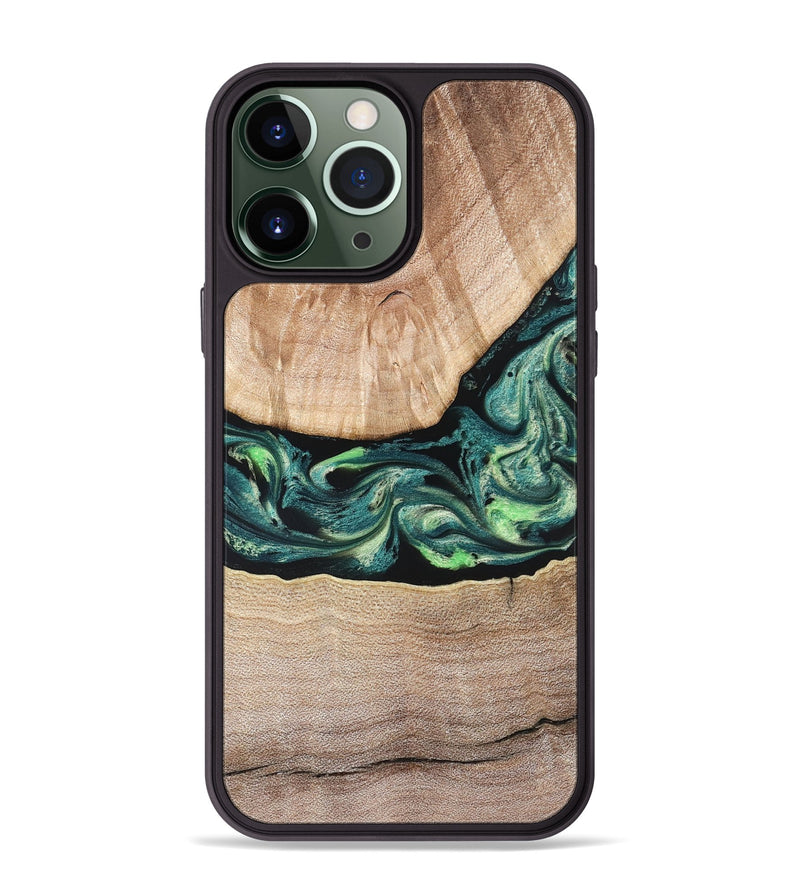 iPhone 13 Pro Max Wood Phone Case - Jasen (Green, 822854)