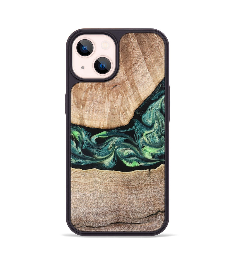 iPhone 14 Wood Phone Case - Jasen (Green, 822854)