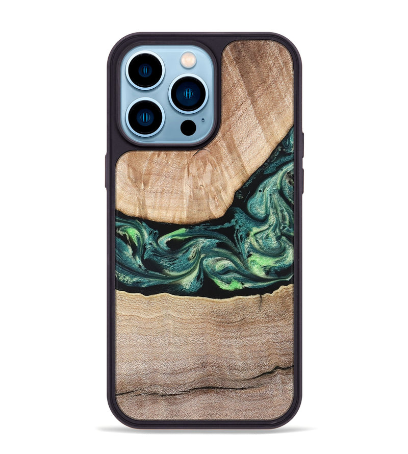 iPhone 14 Pro Max Wood Phone Case - Jasen (Green, 822854)