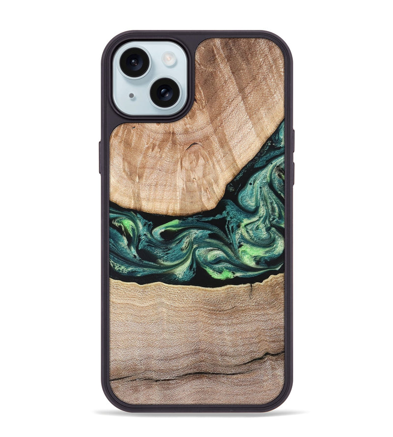iPhone 15 Plus Wood Phone Case - Jasen (Green, 822854)