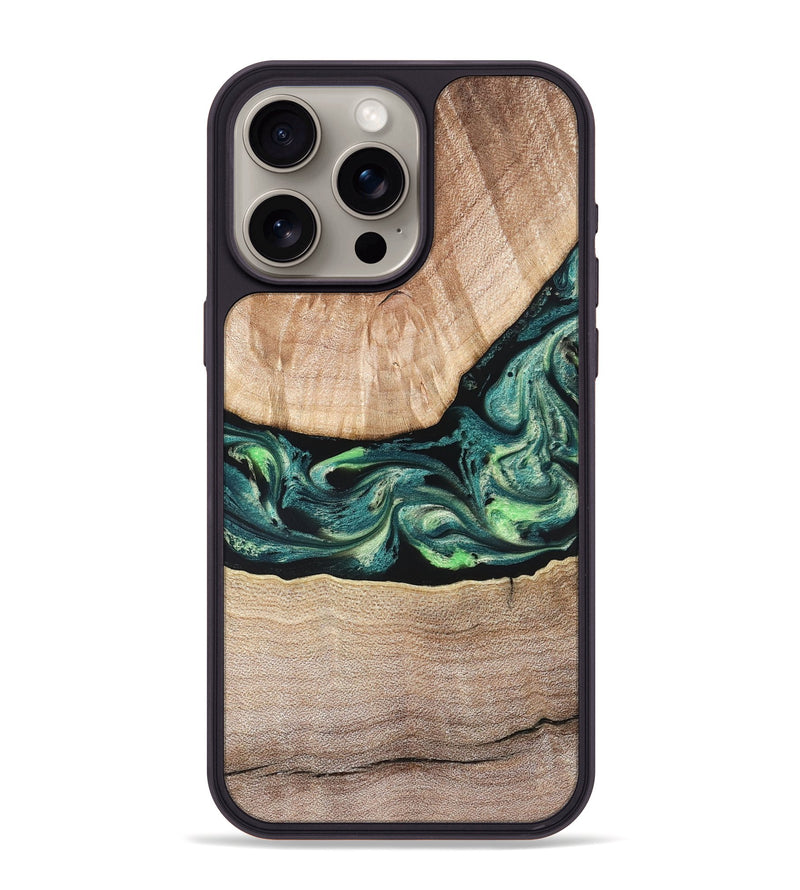 iPhone 15 Pro Max Wood Phone Case - Jasen (Green, 822854)