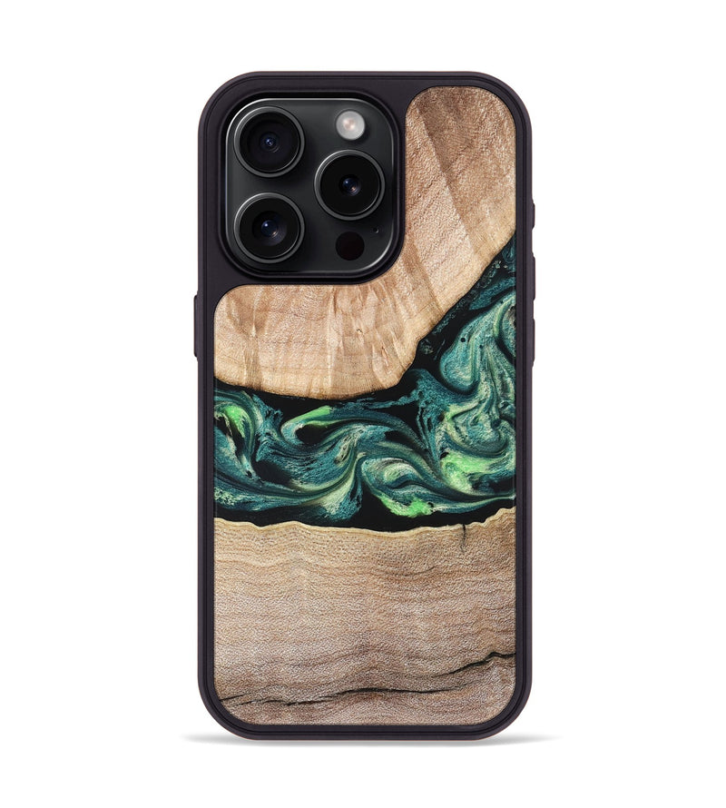 iPhone 15 Pro Wood Phone Case - Jasen (Green, 822854)