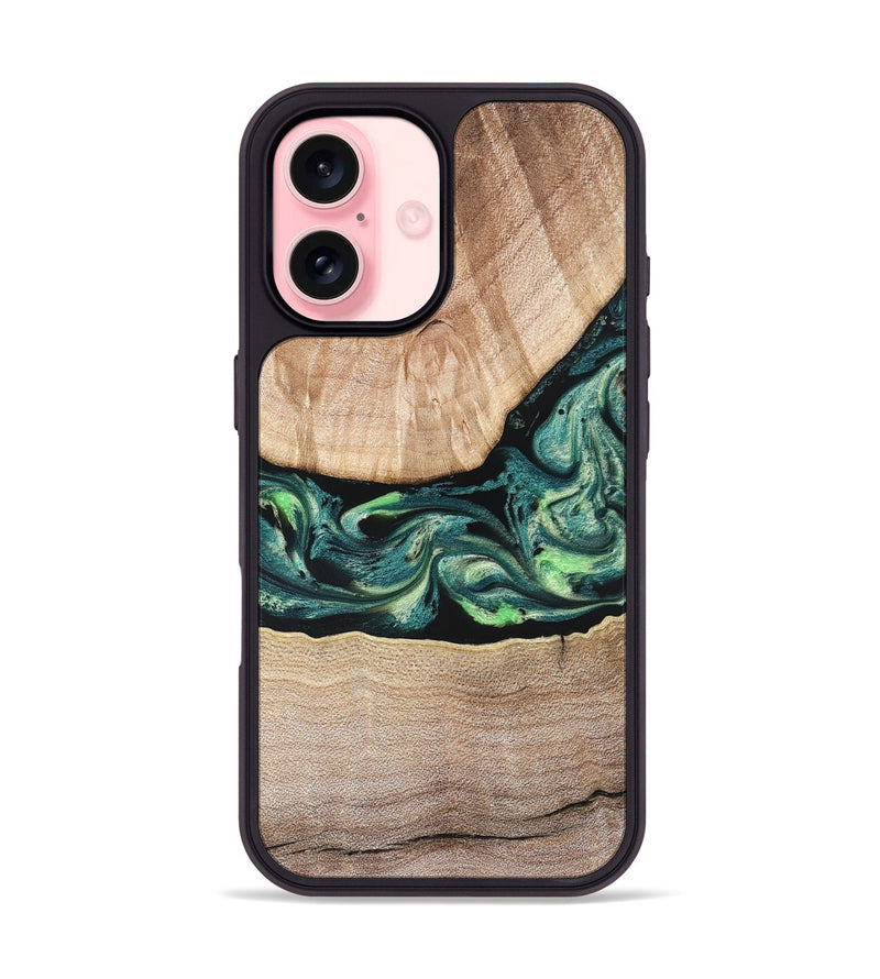 iPhone 16 Wood Phone Case - Jasen (Green, 822854)
