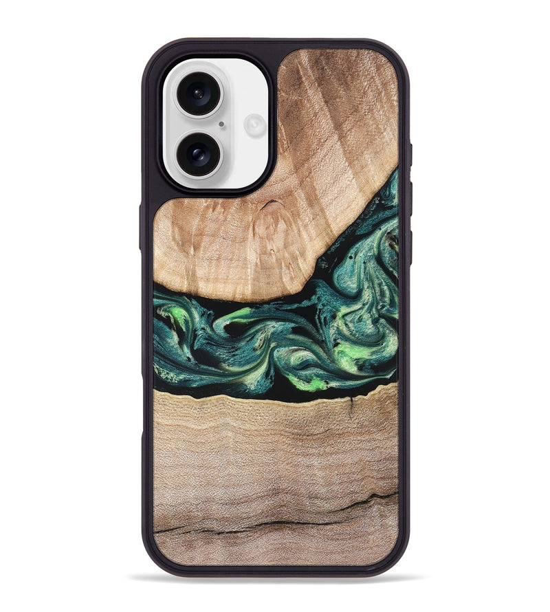 iPhone 16 Plus Wood Phone Case - Jasen (Green, 822854)