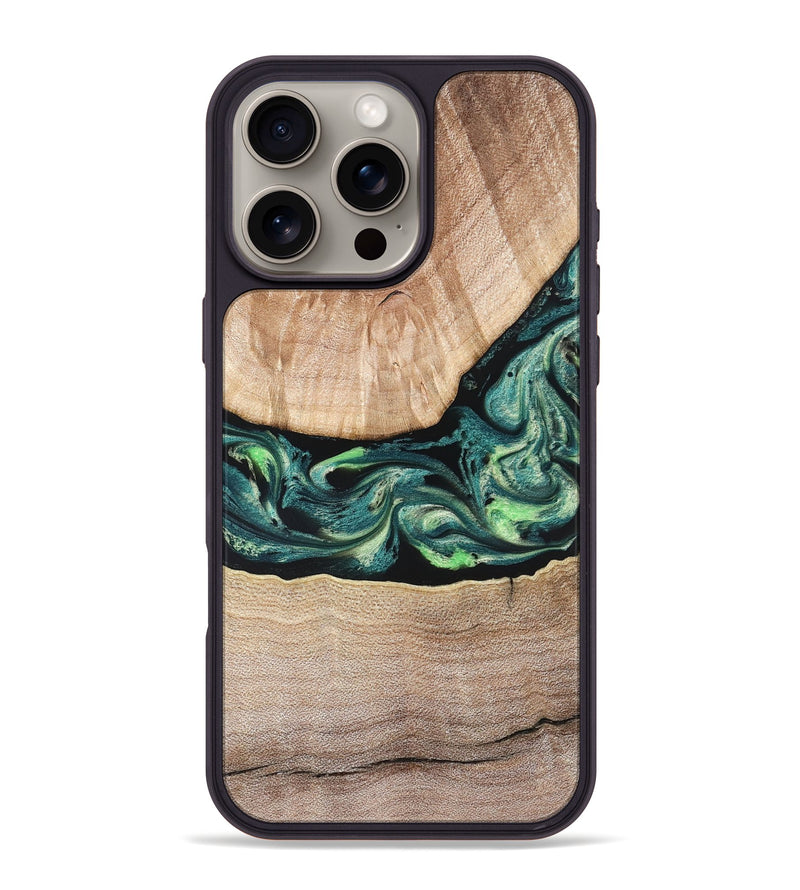 iPhone 16 Pro Max Wood Phone Case - Jasen (Green, 822854)