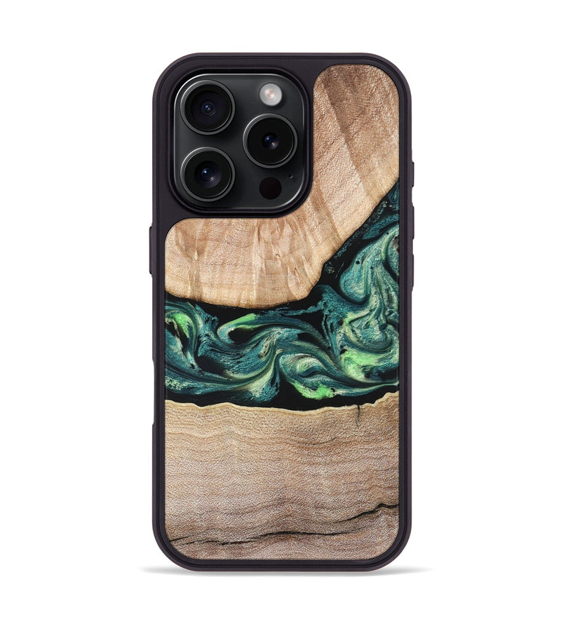 iPhone 16 Pro Wood Phone Case - Jasen (Green, 822854)