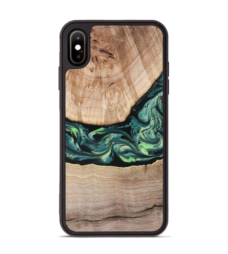 iPhone Xs Max Wood Phone Case - Jasen (Green, 822854)