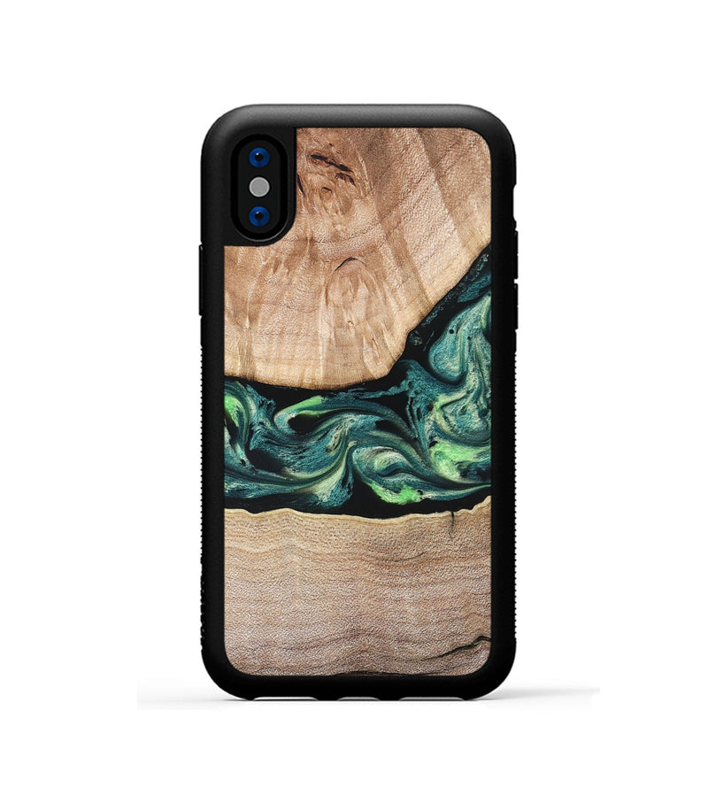 iPhone Xs Wood Phone Case - Jasen (Green, 822854)