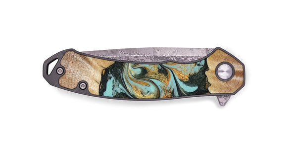 EDC Wood Pocket Knife - Javon (Teal & Gold, 822856)