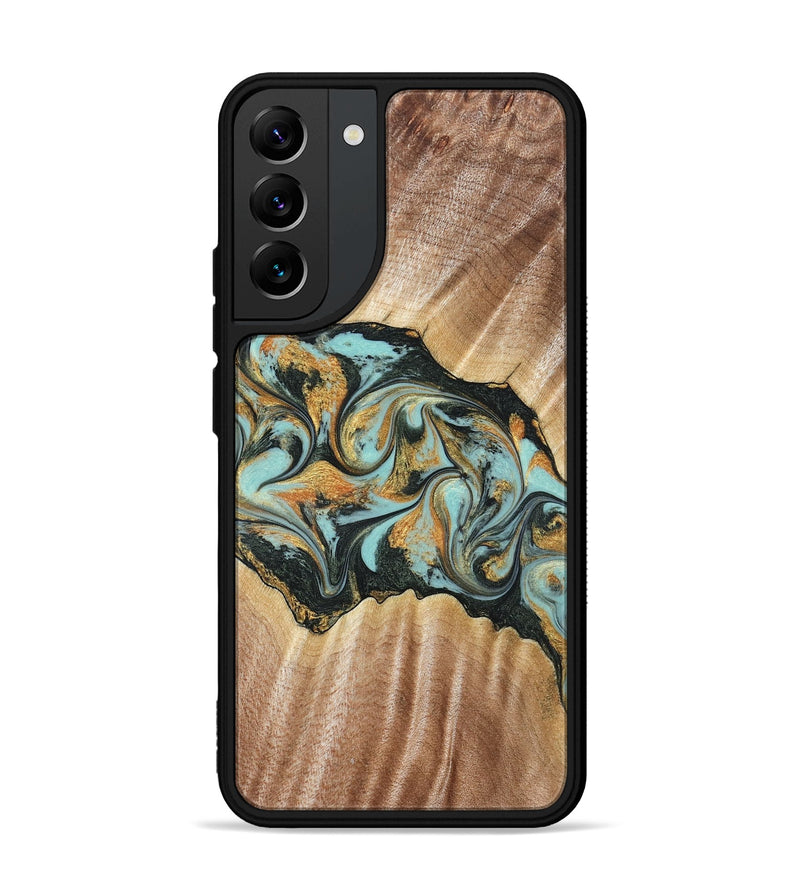 Galaxy S22 Plus Wood Phone Case - Javon (Teal & Gold, 822856)