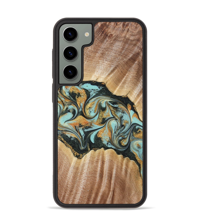 Galaxy S23 Plus Wood Phone Case - Javon (Teal & Gold, 822856)