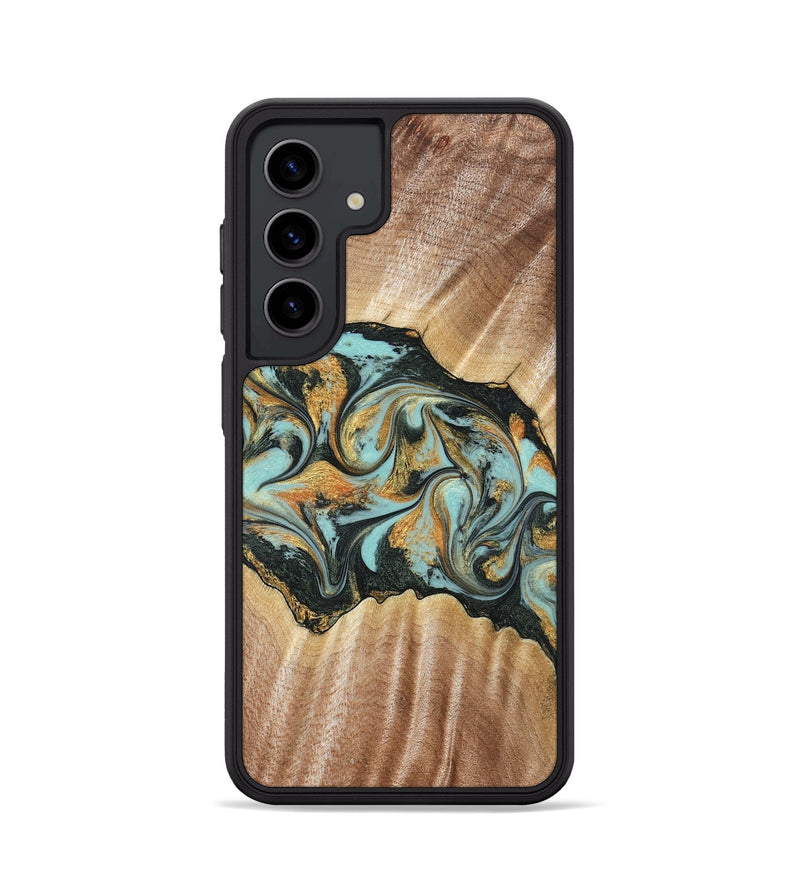 Galaxy S24 Wood Phone Case - Javon (Teal & Gold, 822856)