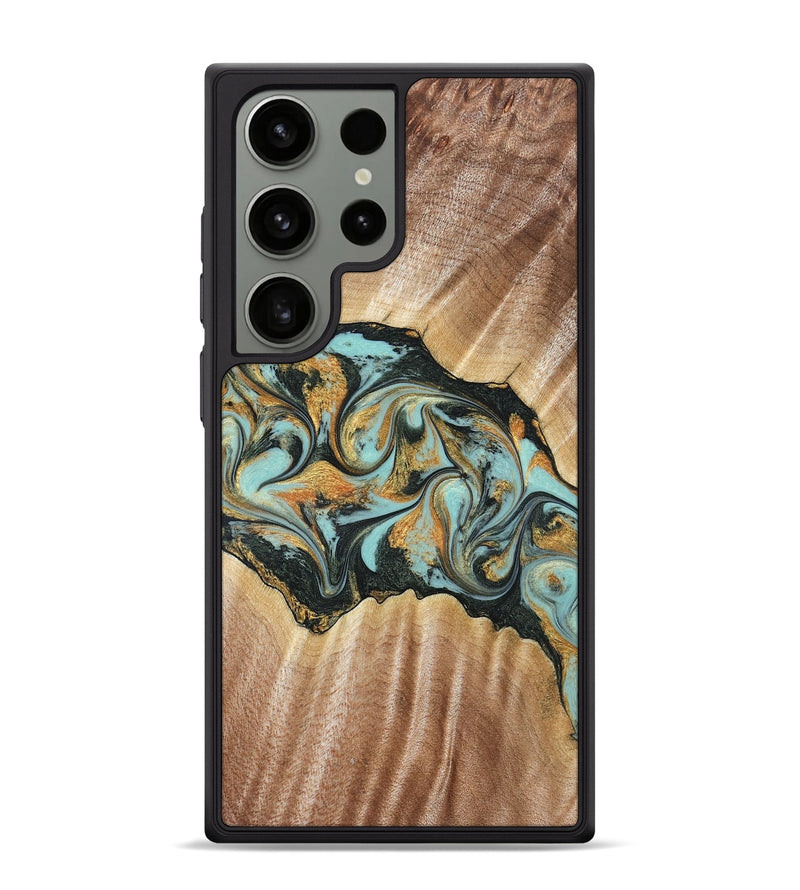 Galaxy S24 Ultra Wood Phone Case - Javon (Teal & Gold, 822856)
