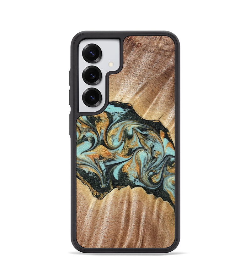 Galaxy S25 Wood Phone Case - Javon (Teal & Gold, 822856)