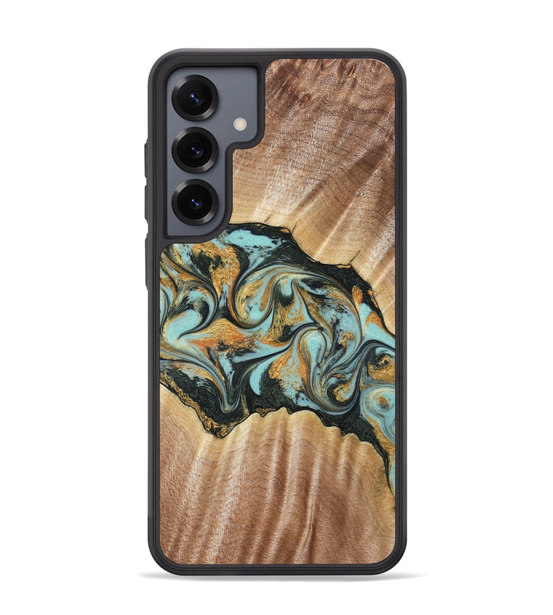 Galaxy S25 Plus Wood Phone Case - Javon (Teal & Gold, 822856)