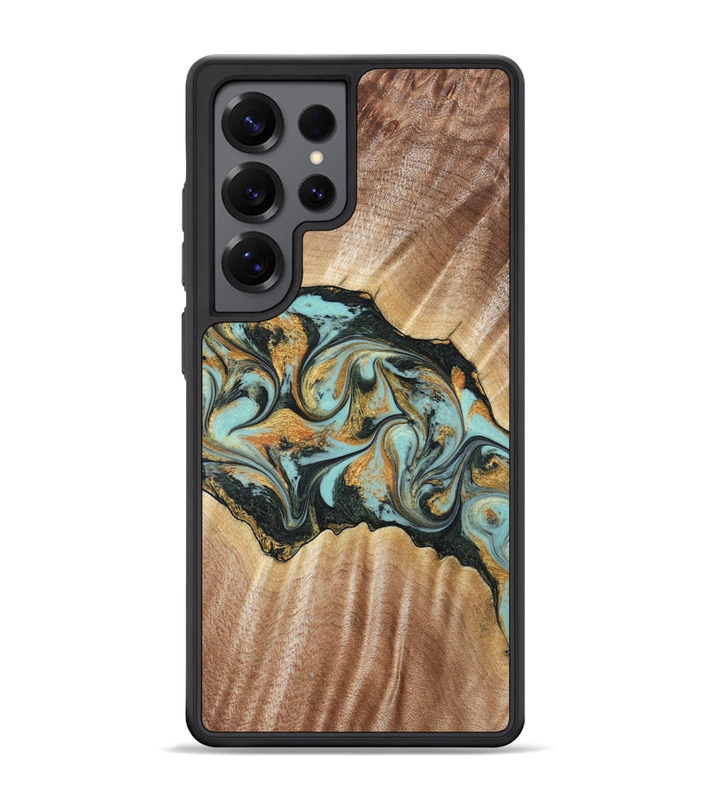 Galaxy S25 Ultra Wood Phone Case - Javon (Teal & Gold, 822856)