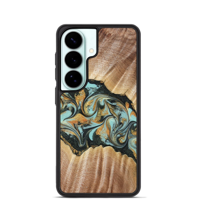 Galaxy S26 Wood Phone Case - Javon (Teal & Gold, 822856)