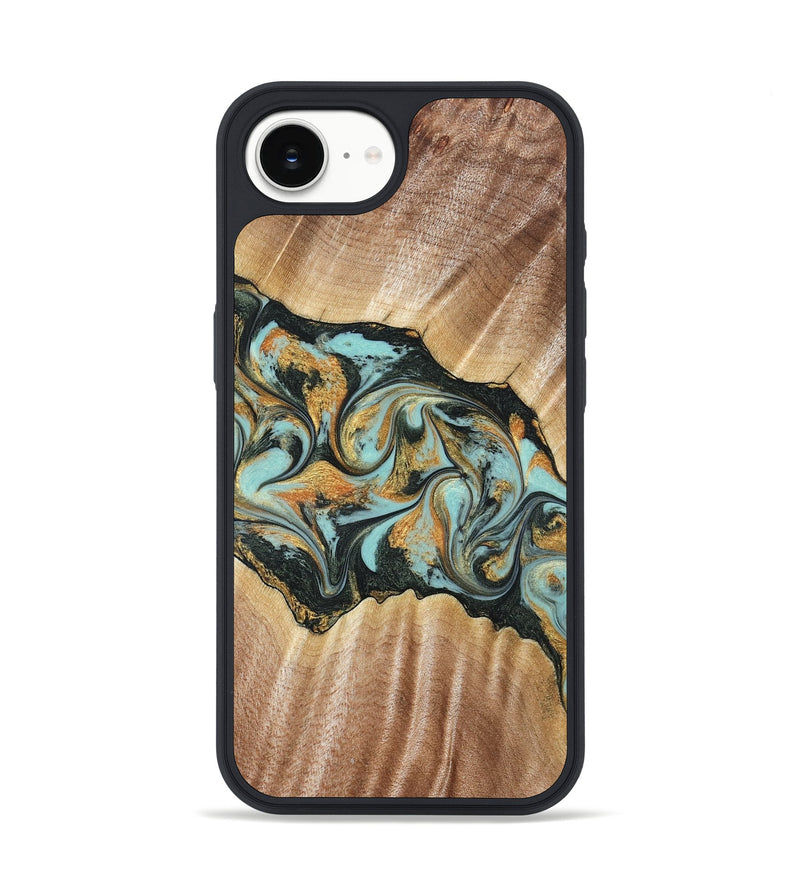 iPhone 16e Wood Phone Case - Javon (Teal & Gold, 822856)