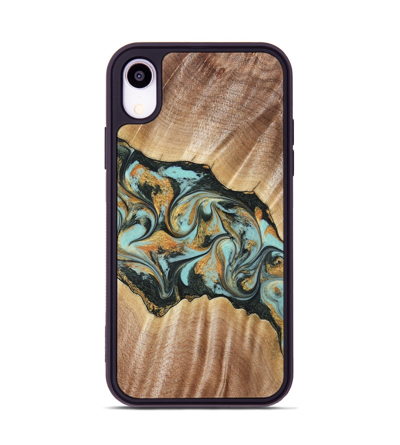 iPhone Xr Wood Phone Case - Javon (Teal & Gold, 822856)