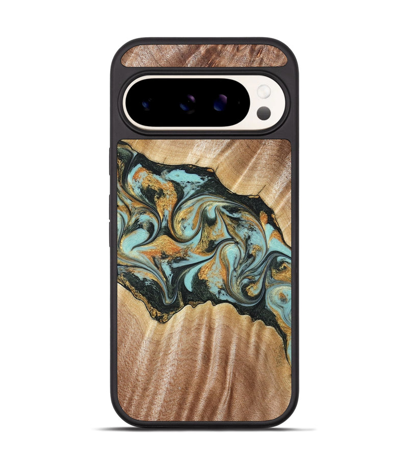 Pixel 9 Wood Phone Case - Javon (Teal & Gold, 822856)