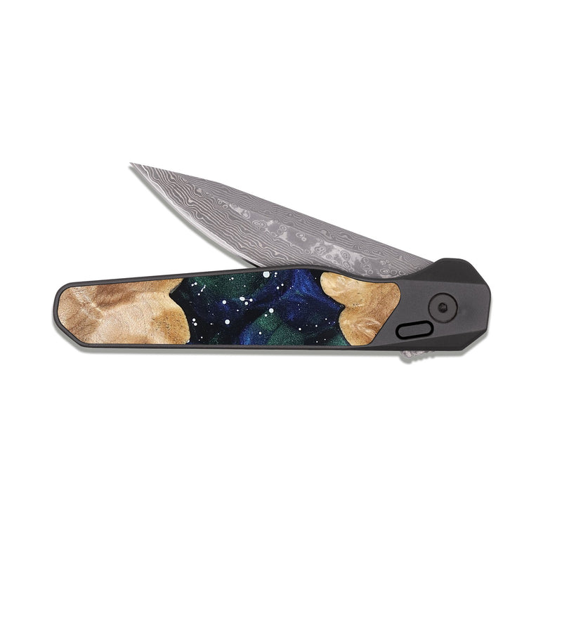 EDC Dark Damascus Wood Pocket Knife - Alethea (Cosmos, 822866)