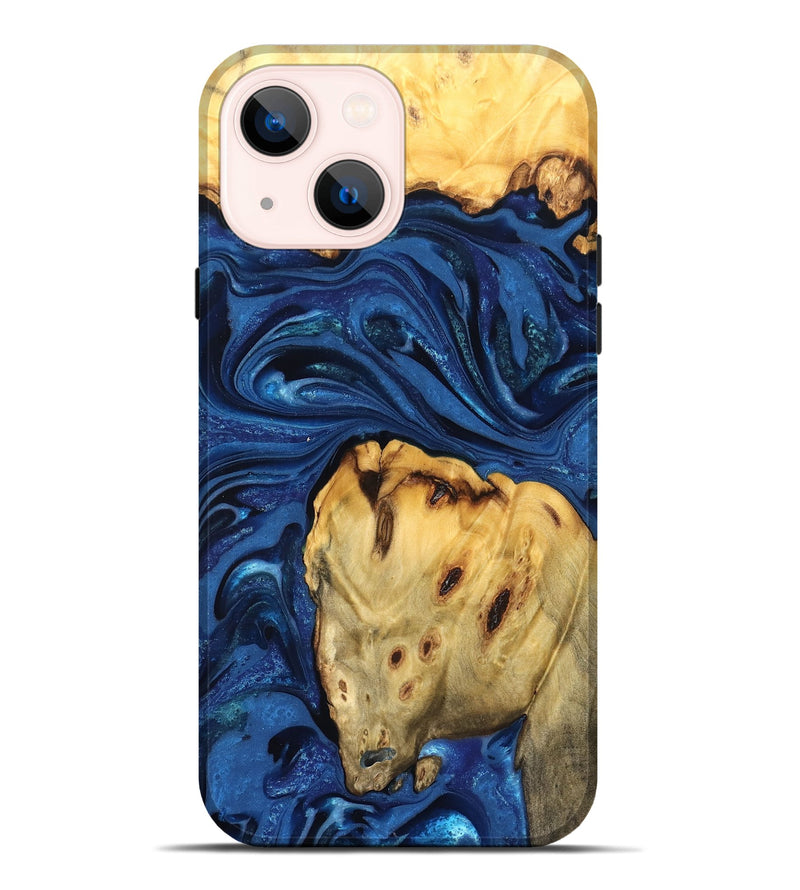 iPhone 14 Plus Wood Live Edge Phone Case - Leta (Blue, 822871)
