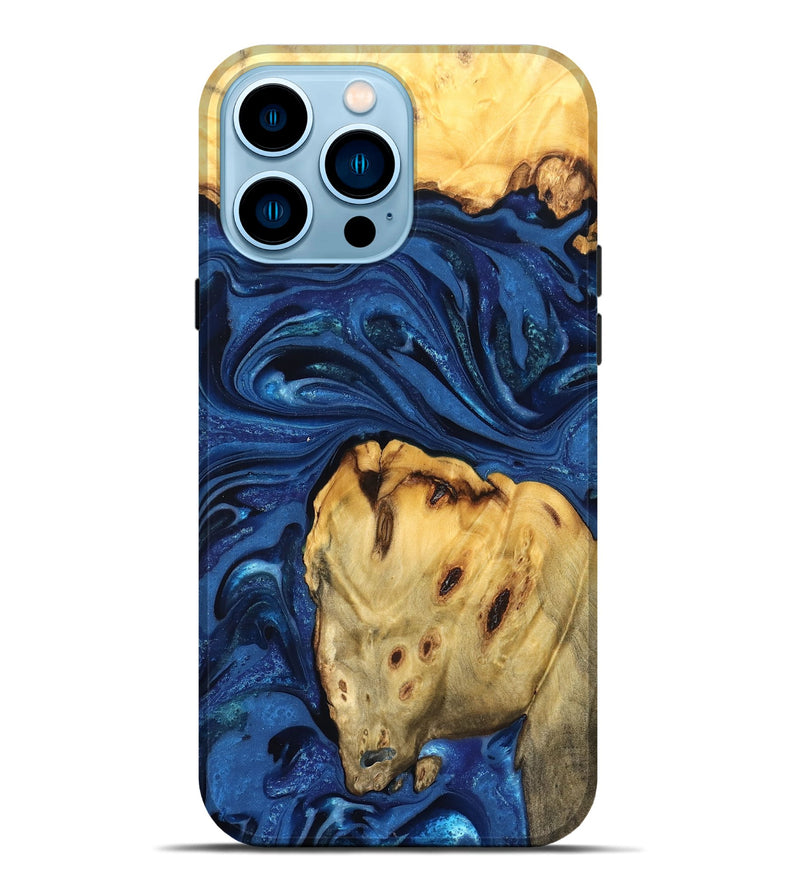 iPhone 14 Pro Max Wood Live Edge Phone Case - Leta (Blue, 822871)