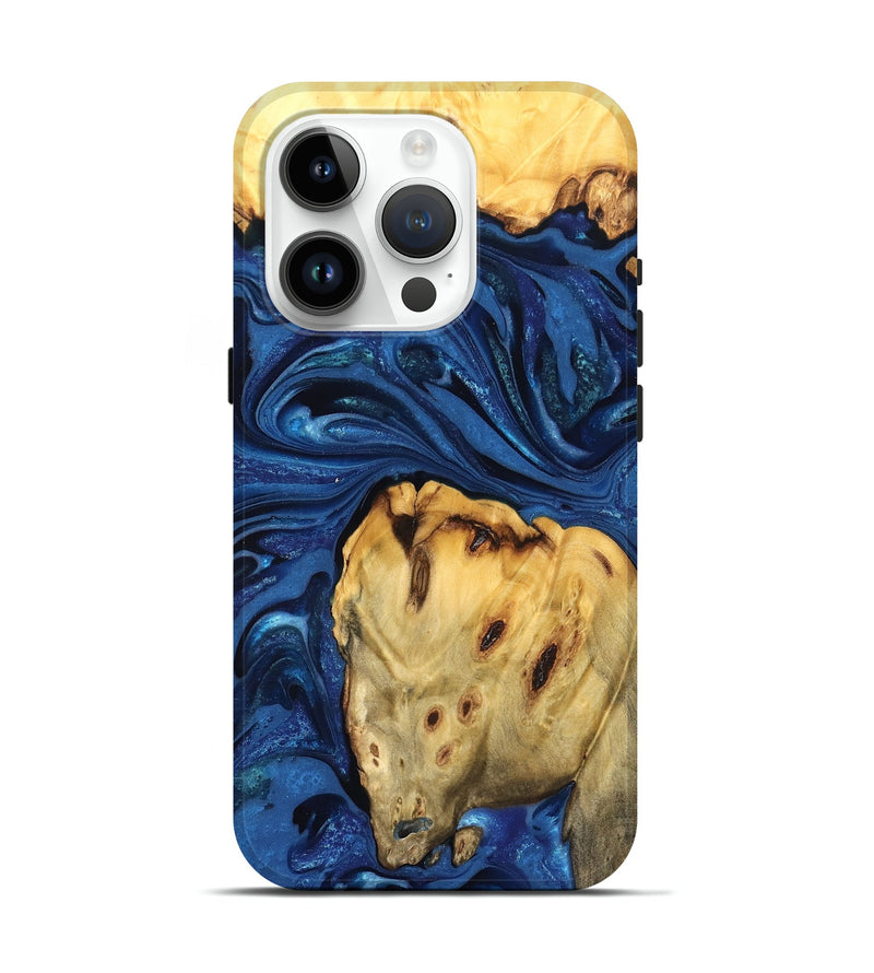 iPhone 15 Pro Wood Live Edge Phone Case - Leta (Blue, 822871)