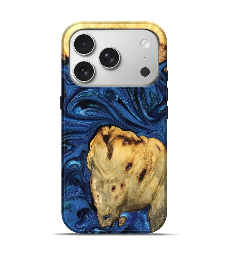 iPhone 17 Pro Wood Live Edge Phone Case - Leta (Blue, 822871)